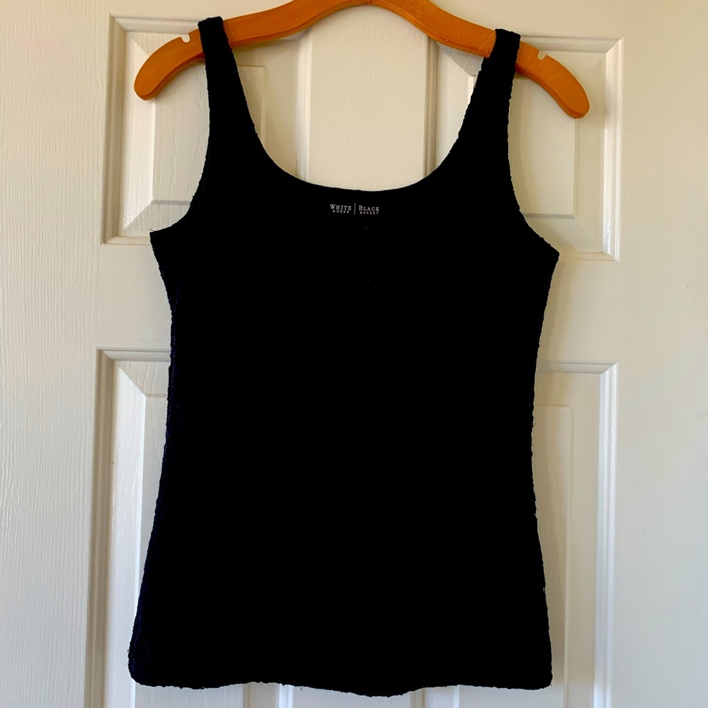 WHBM Black Tank Top with a subtle Lace Pattern - Size Small